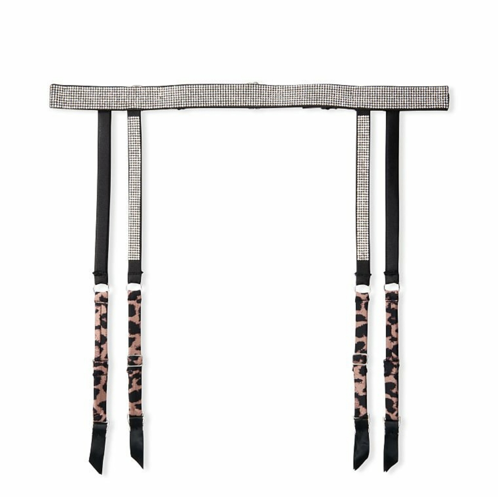 XS/S NWT Victoria's Secret Very Sexy Shine Strap Garter Belt Nougat Leopard